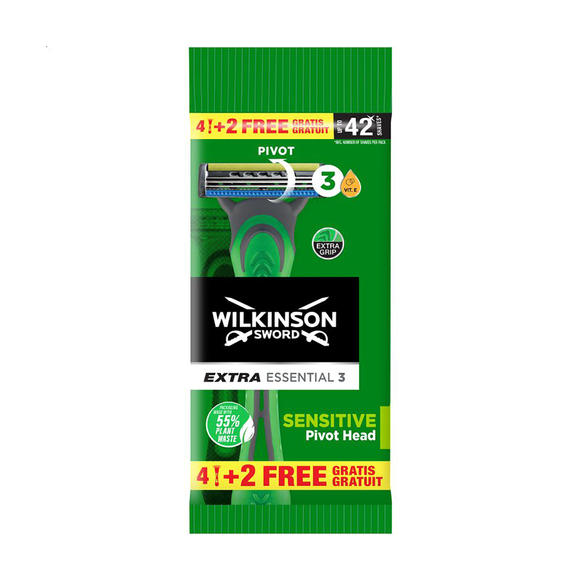 Станок для гоління Wilkinson Sword Extra Essential 3 Sensitive чоловічий, 4+2 шт